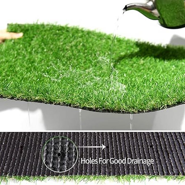 Blenzza Deco™ Anti Skid Artificial Grass mat for Balcony Doormat (16X24Inch) Green Pack of 1