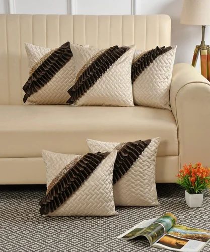 Blenzza Deco™ Royal Frill Cushion for Bedroom & Living Room Set of 5 with Filler (16*16Inch)