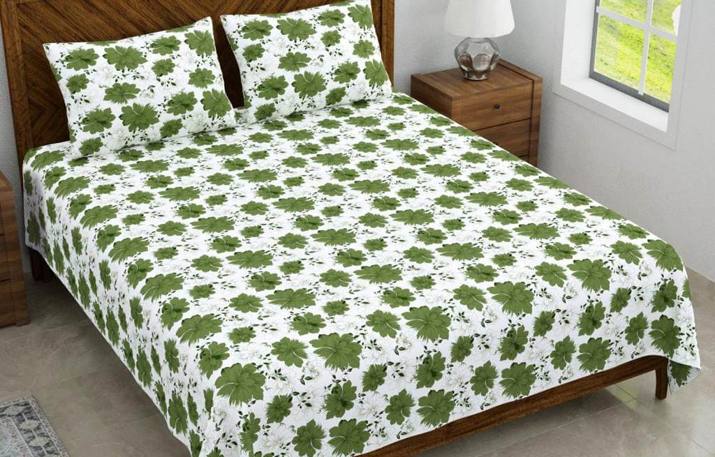 Blenzza Deco™ Pure Cotton 210TC Floral Traditional Double Bed Sheet with 2 Pillow Cover