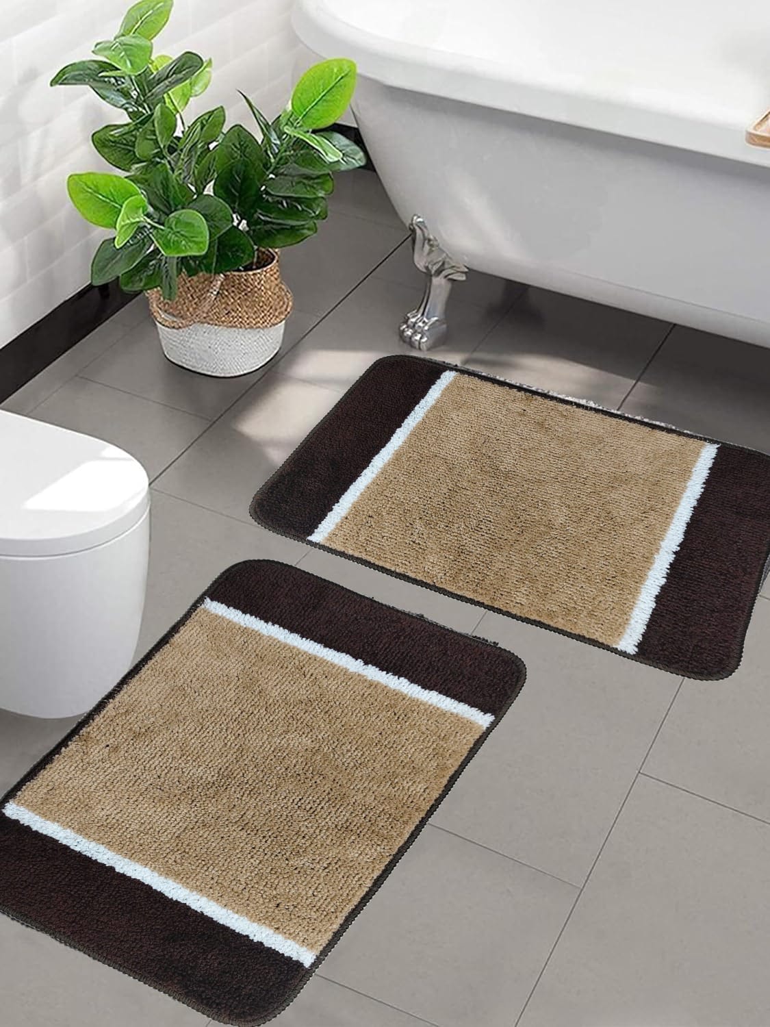 Blenzza Deco™ Super Quality V Strip Door Mats with TPR Anti Skid Backing Pack of 2